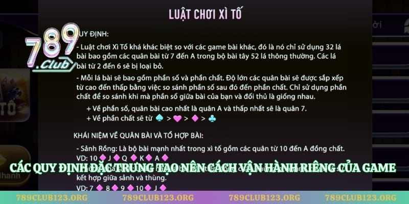 Các quy định đặc trưng tạo nên cách vận hành riêng của game 789club