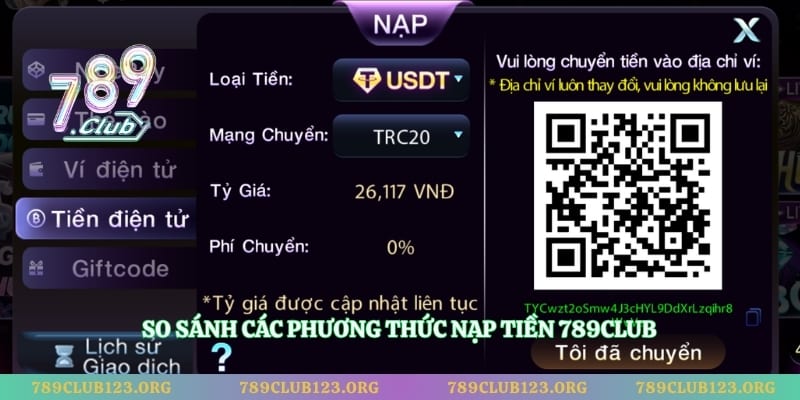 So sánh các phương thức nạp tiền 789club
